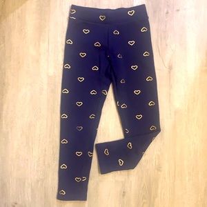 Girls Old Navy leggings navy with gold hearts